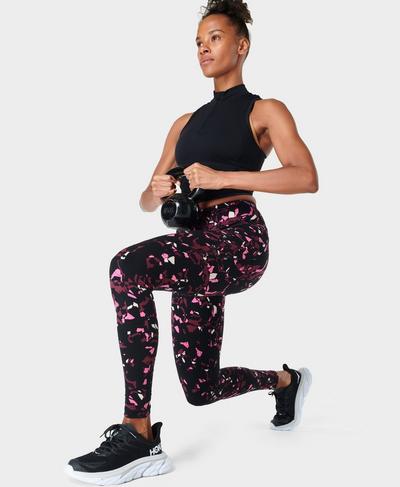 Power Gym Leggings , Pink Petal Camo Print | Sweaty Betty