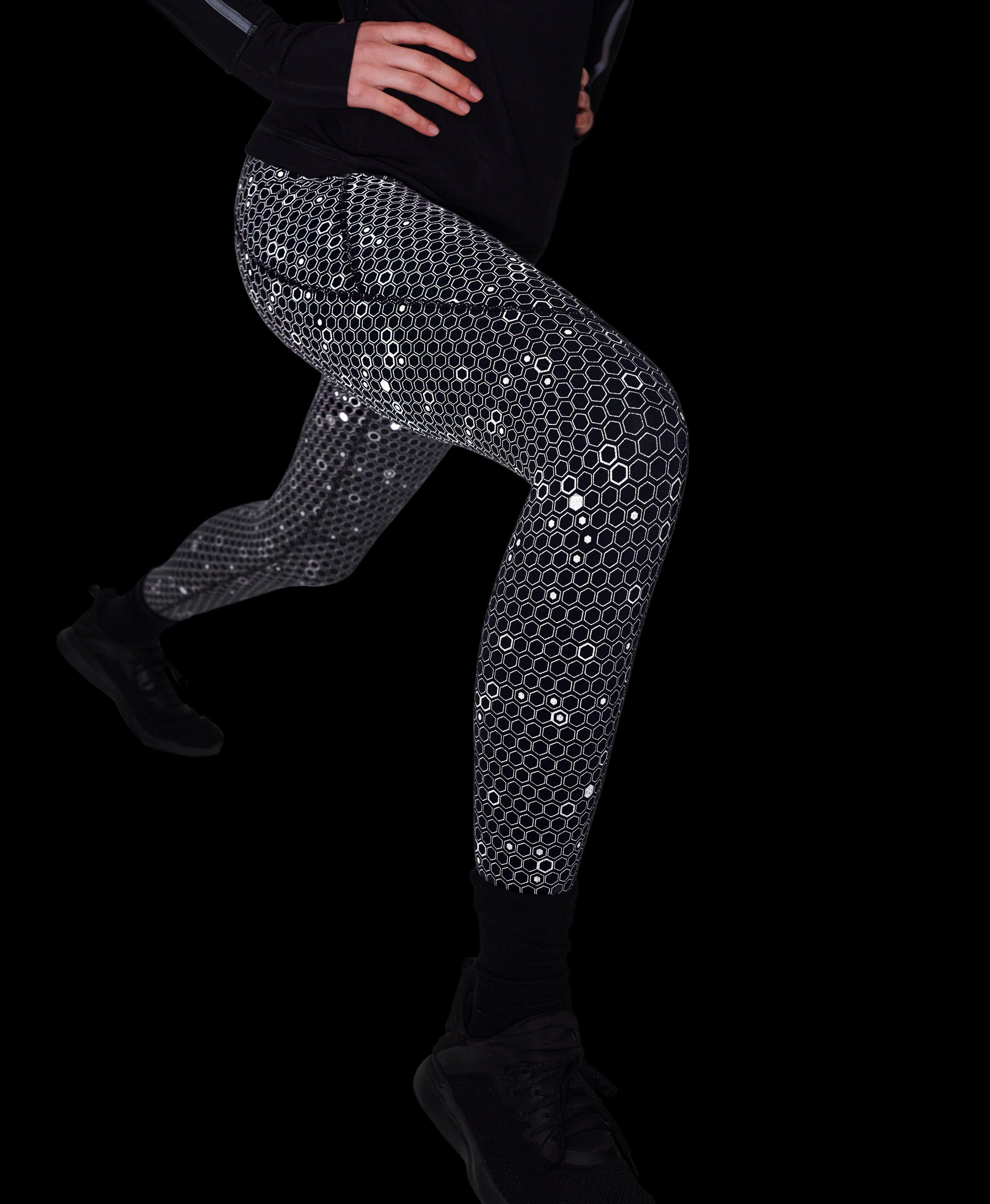 Gym Leggings - greyreflectivegeoprint 