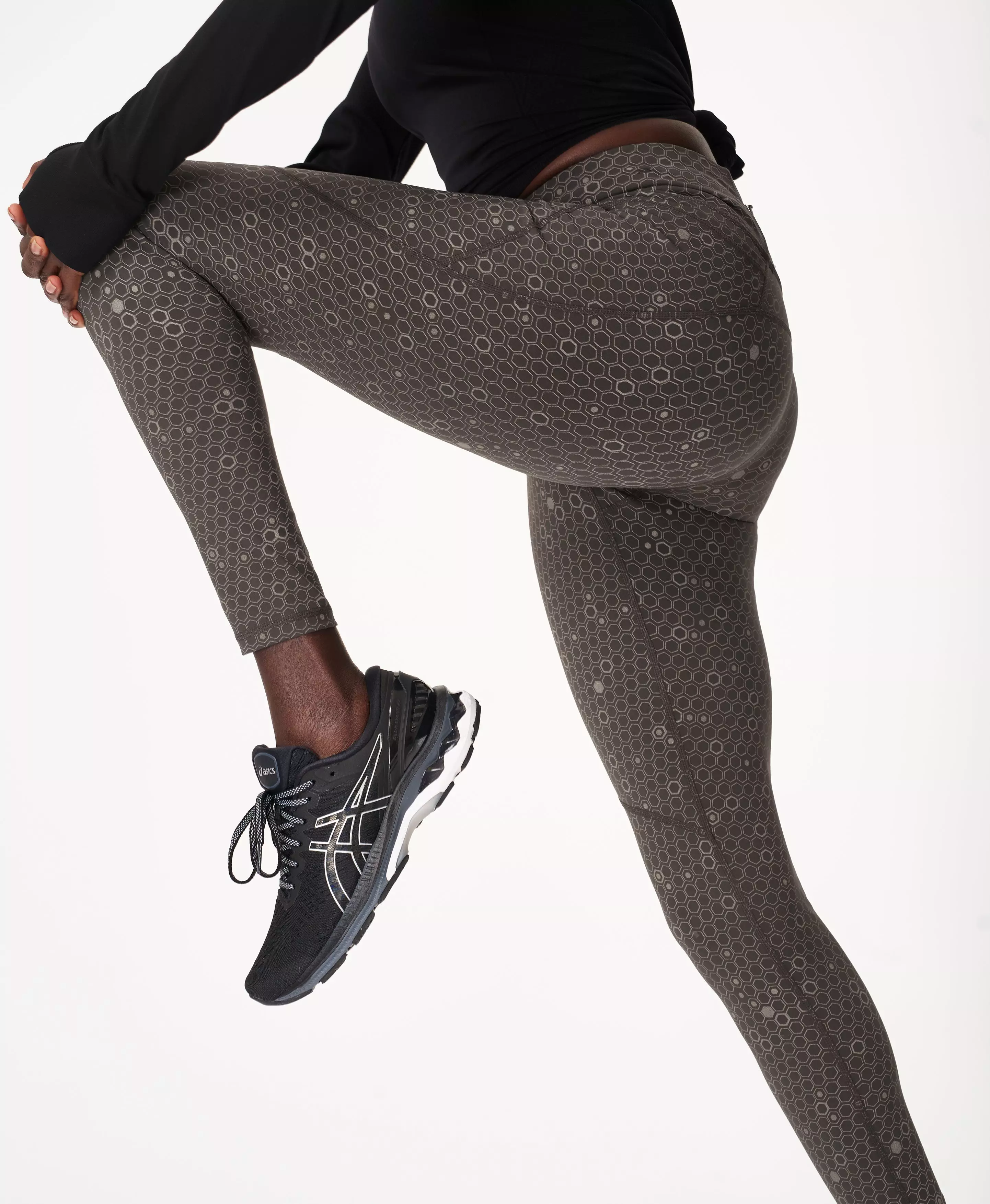Power Reflective Gym Leggings Greyreflectivegeoprint Women S Leggings Www Sweatybetty Com