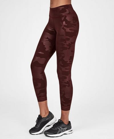 Embossed 7/8 Workout Leggings, Black Cherry Purple | Sweaty Betty