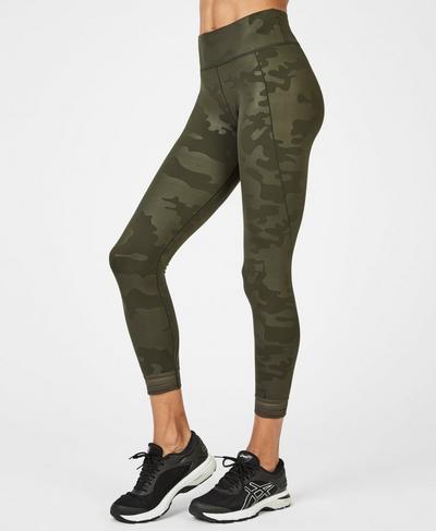 Embossed 7/8 Workout Leggings, Dark Forest Green | Sweaty Betty