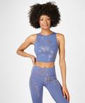 Goddess Workout Tank, Crown Blue Bronze Foil Print | Sweaty Betty