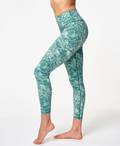 Goddess Foil 7/8 Workout Leggings, Pale Aqua Green Water Print | Sweaty Betty