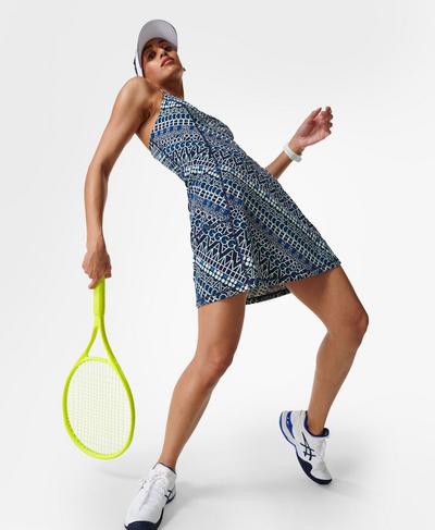 Power Workout Dress, Blue Tennis Print | Sweaty Betty