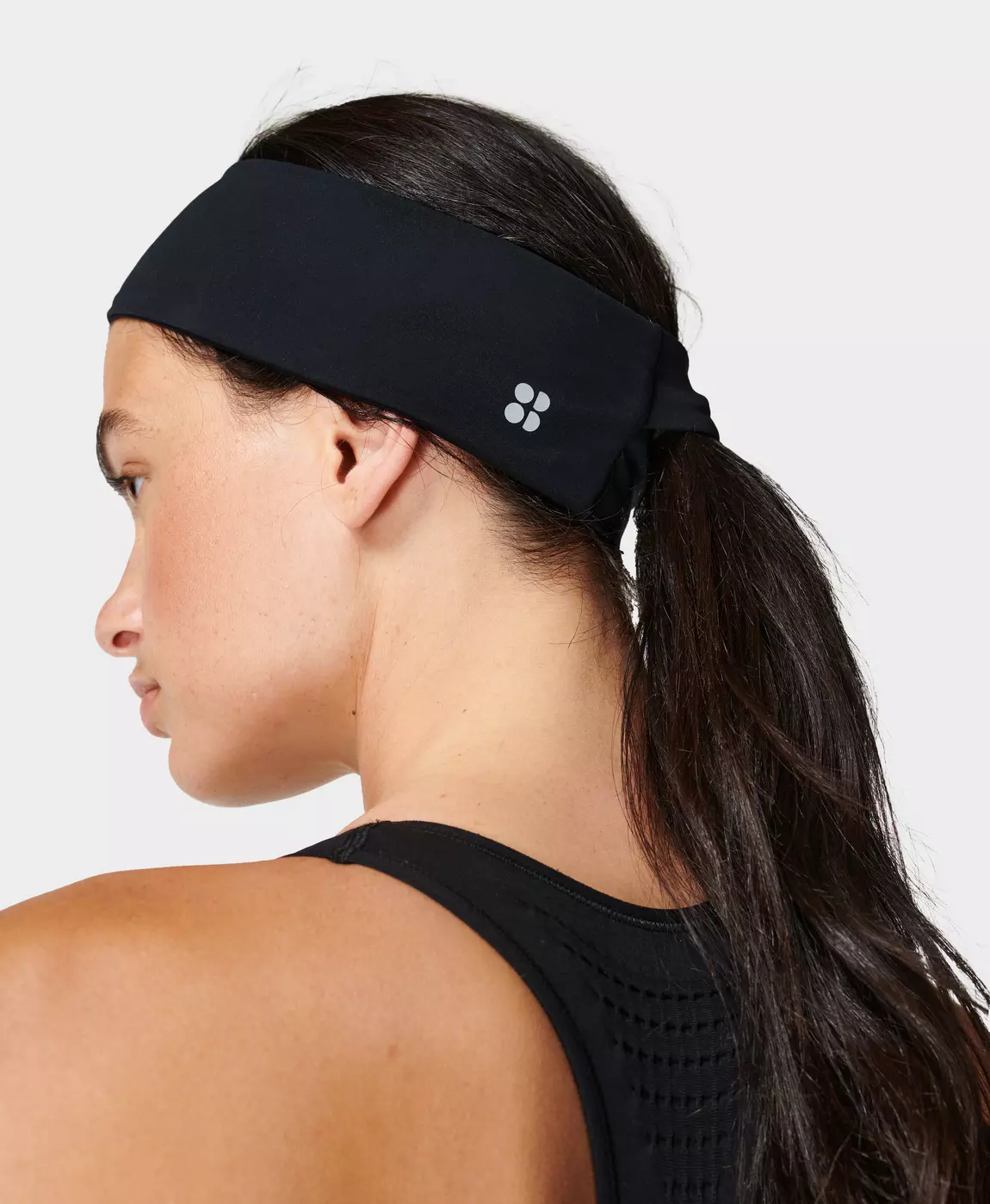 TrailHeads Women's Running Ponytail Headband Made in The USA French Blue/Black 