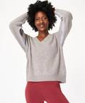 Recline Wool V-Neck Jumper , Cloud Grey Marl | Sweaty Betty