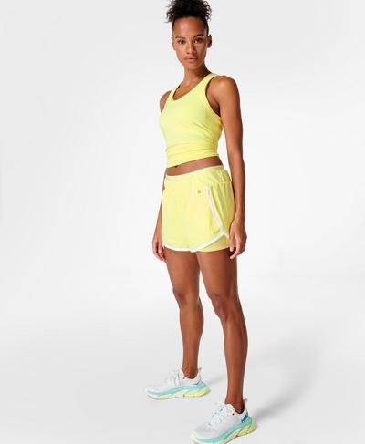 On Your Marks Laufshorts 10 cm, Waterlily Yellow | Sweaty Betty