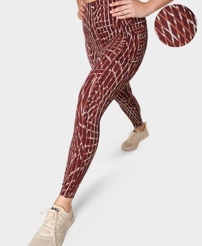 Power Fitness Leggings mit hohem Bund, Red Fan Print | Sweaty Betty