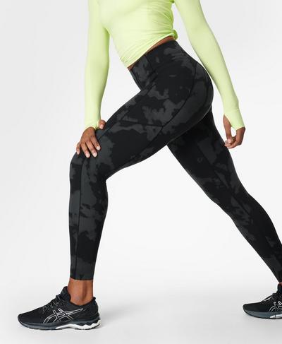 Power High-Waisted Workout Leggings, Black Fade Print | Sweaty Betty