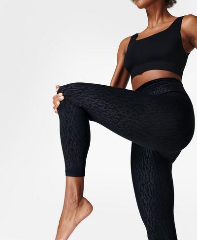 All Day High-Waisted Embossed Workout 7/8 Leggings, Black Animal Emboss Print | Sweaty Betty