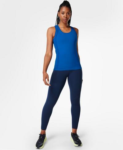 Athlete Seamless Gym Vest, Oxford Blue | Sweaty Betty