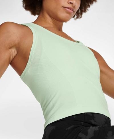 Athlete Crop Seamless Workout Tank Top, Pearl Blue | Sweaty Betty