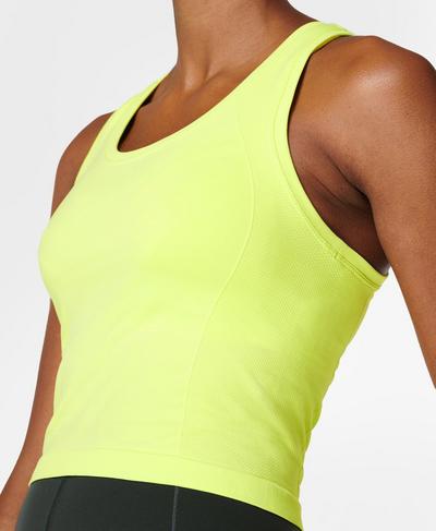 Athlete Crop Seamless Gym Vest Top, Pomelo Green | Sweaty Betty