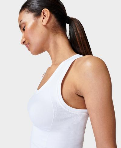 Athlete Crop Seamless Workout Tank Top, White | Sweaty Betty