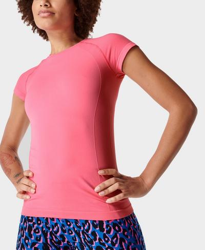 Athlete Seamless Gym T-Shirt, Peony Pink | Sweaty Betty