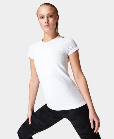 Athlete Seamless Workout T-Shirt, White | Sweaty Betty