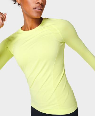 Athlete Seamless Gym Long Sleeve Top, Pomelo Green | Sweaty Betty