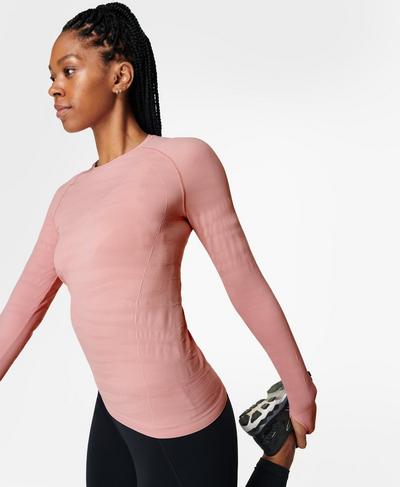 Athlete Seamless Gym Long Sleeve Top, Blossom Pink | Sweaty Betty