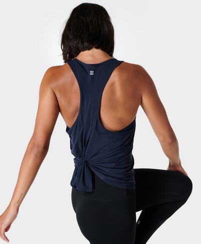 Move Split Back Yoga Vest Top, Navy Blue | Sweaty Betty