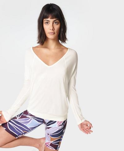 Wendbares Mindful Seamless Yoga Shirt, Vanilla White | Sweaty Betty