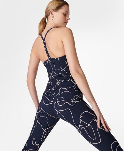 Super Soft Yoga Vest, Blue Line Flow Print | Sweaty Betty