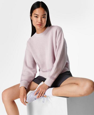 Sunday Marl Knitted Jumper, Clematis Purple | Sweaty Betty