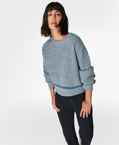 Sunday Marl Knitted Sweater, Steel Blue | Sweaty Betty