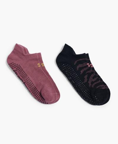 Barre Gripper Socks 2 Pack, Black Cherry Purple | Sweaty Betty