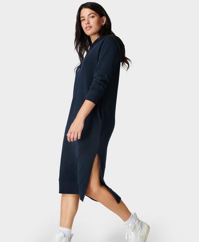 Essentials Hooded Sweat Dress, Navy Blue | Sweaty Betty