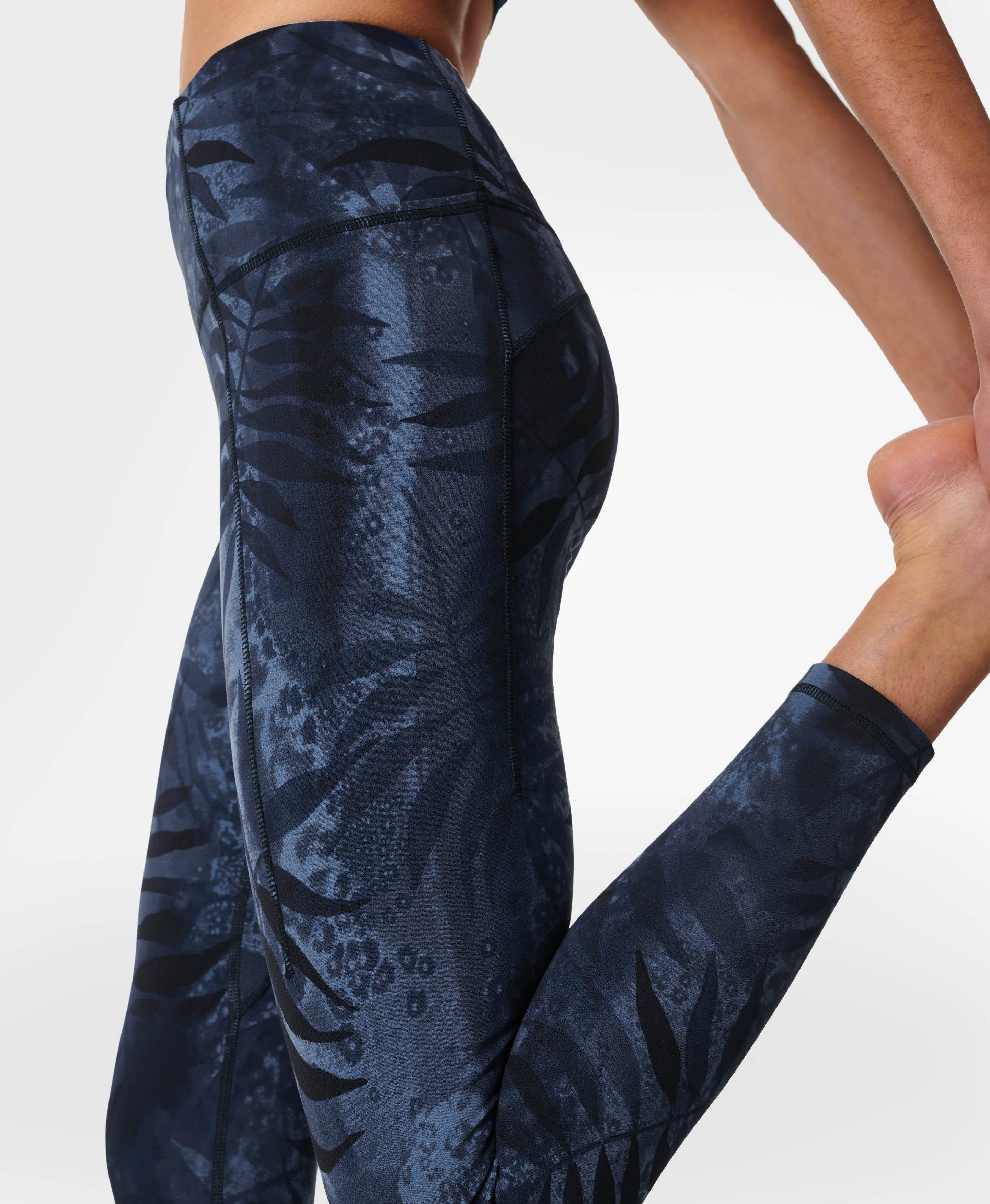 Yoga Leggings - blueleafshadowprint 