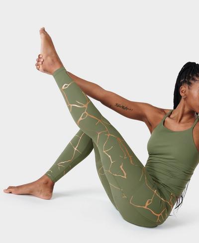 Super Soft Yoga Leggings, Green Wabi Sabi Foil Print | Sweaty Betty