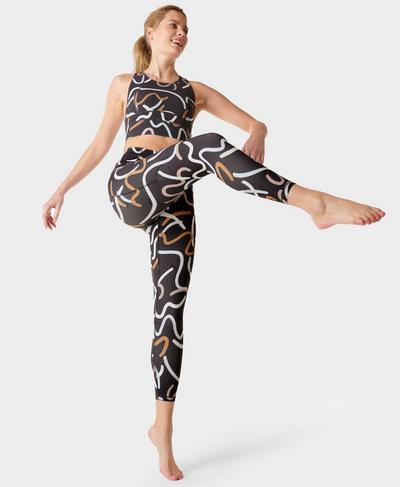Superweiche 7/8 Yoga Leggings, Grey Love To Move Print | Sweaty Betty