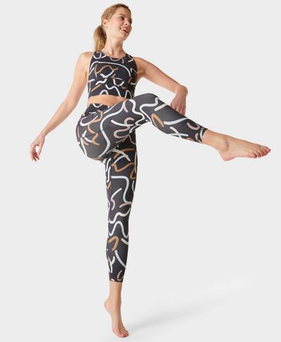 Super Soft 7/8 Yoga Leggings, Grey Love To Move Print | Sweaty Betty