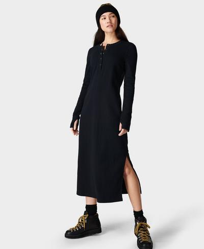 Henley Midi Dress, Black | Sweaty Betty