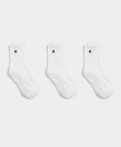 Essentials Go Faster Ankle Socks 3 Pack , White | Sweaty Betty