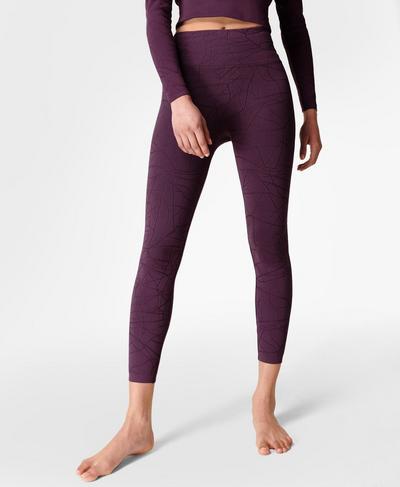 Motion 7/8 Yoga Leggings aus Jacquard, Aubergine Purple | Sweaty Betty