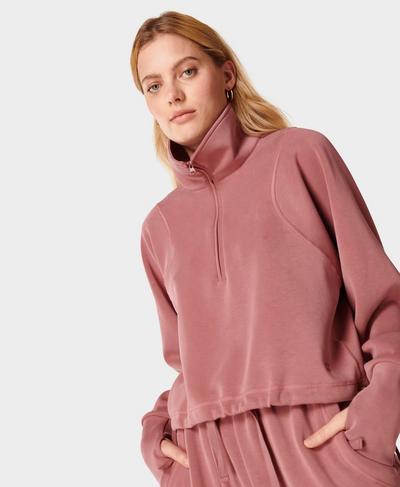 Sand Wash Half Zip Sweatshirt, Cedar Pink | Sweaty Betty
