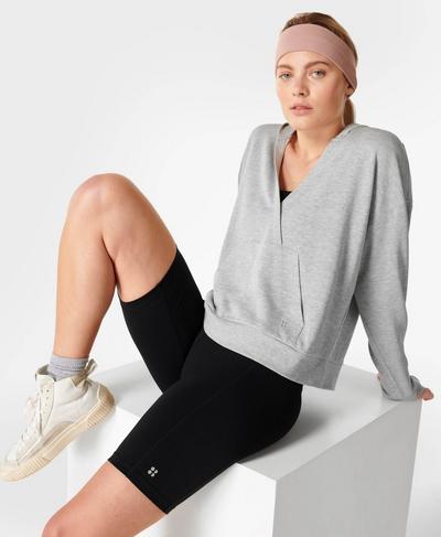 After Class Relaxed Hoodie, Light Grey Marl | Sweaty Betty