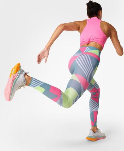 Interval Seamless  Workout Leggings , Pink Block Jacquard | Sweaty Betty