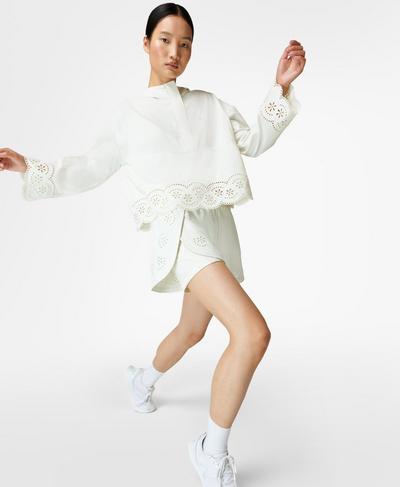 Broderie Anglaise Shorts, Lily White | Sweaty Betty