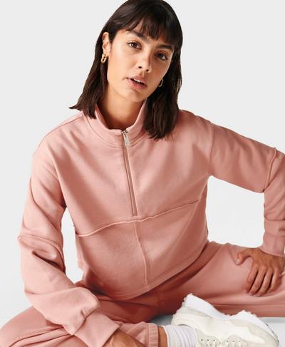 Revive Half Zip Sweatshirt, Misty Rose Pink | Sweaty Betty