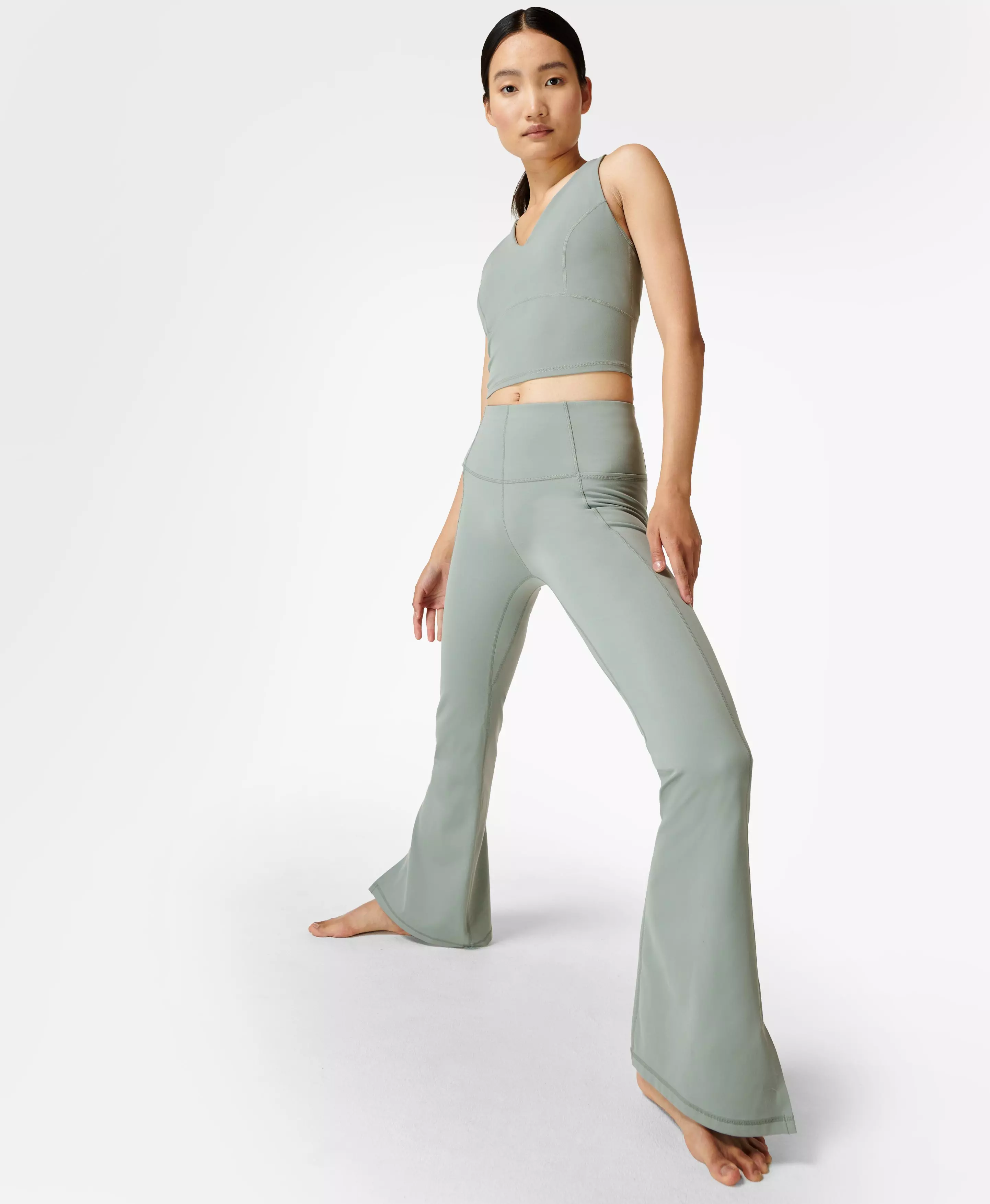 Super Soft Flare Yoga Trousers - stormblue