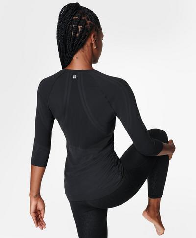 Dynamic Seamless Yoga Top , Black | Sweaty Betty