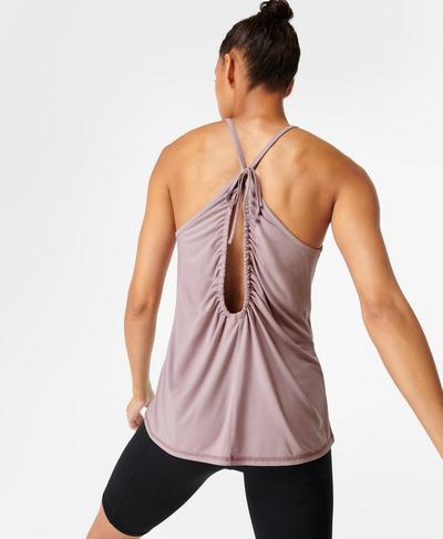 Salutation Tie Back Yoga Tank, Dusk Pink | Sweaty Betty