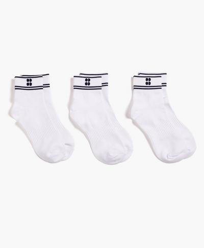 Everyday Striped Ankle Sock 3 Pack, White | Sweaty Betty