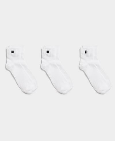 Essentials Mid Socks 3 Pack, White | Sweaty Betty