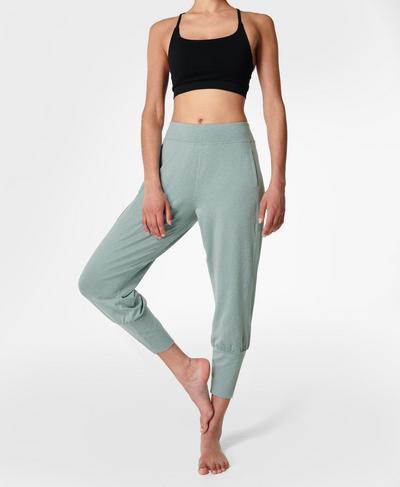 Gary Cropped Yoga Pants, Smoke Blue Marl | Sweaty Betty