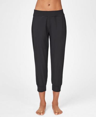 Garudasana Lightweight Cropped Yoga Pants, Black | Sweaty Betty