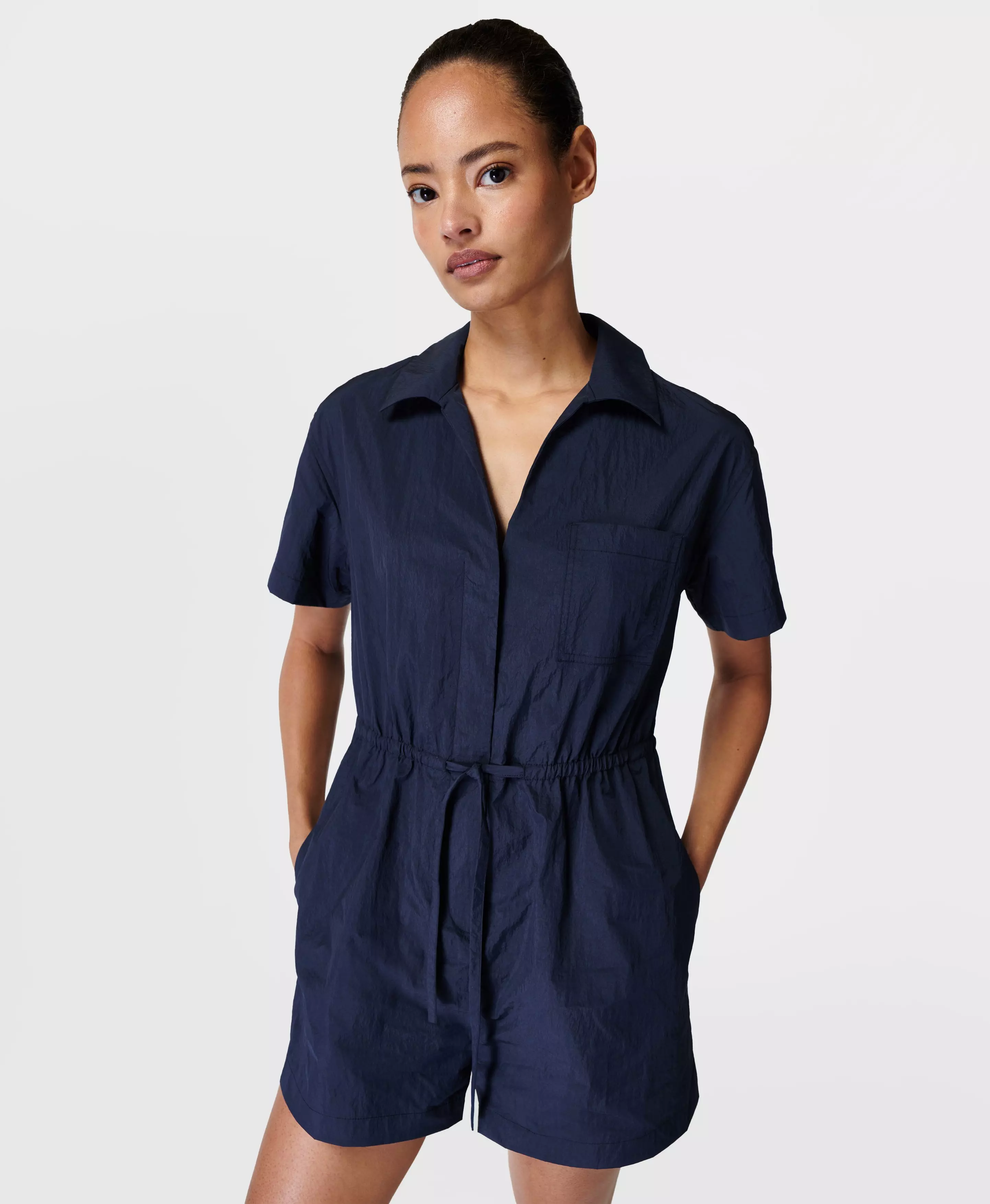 Navy blue store short romper