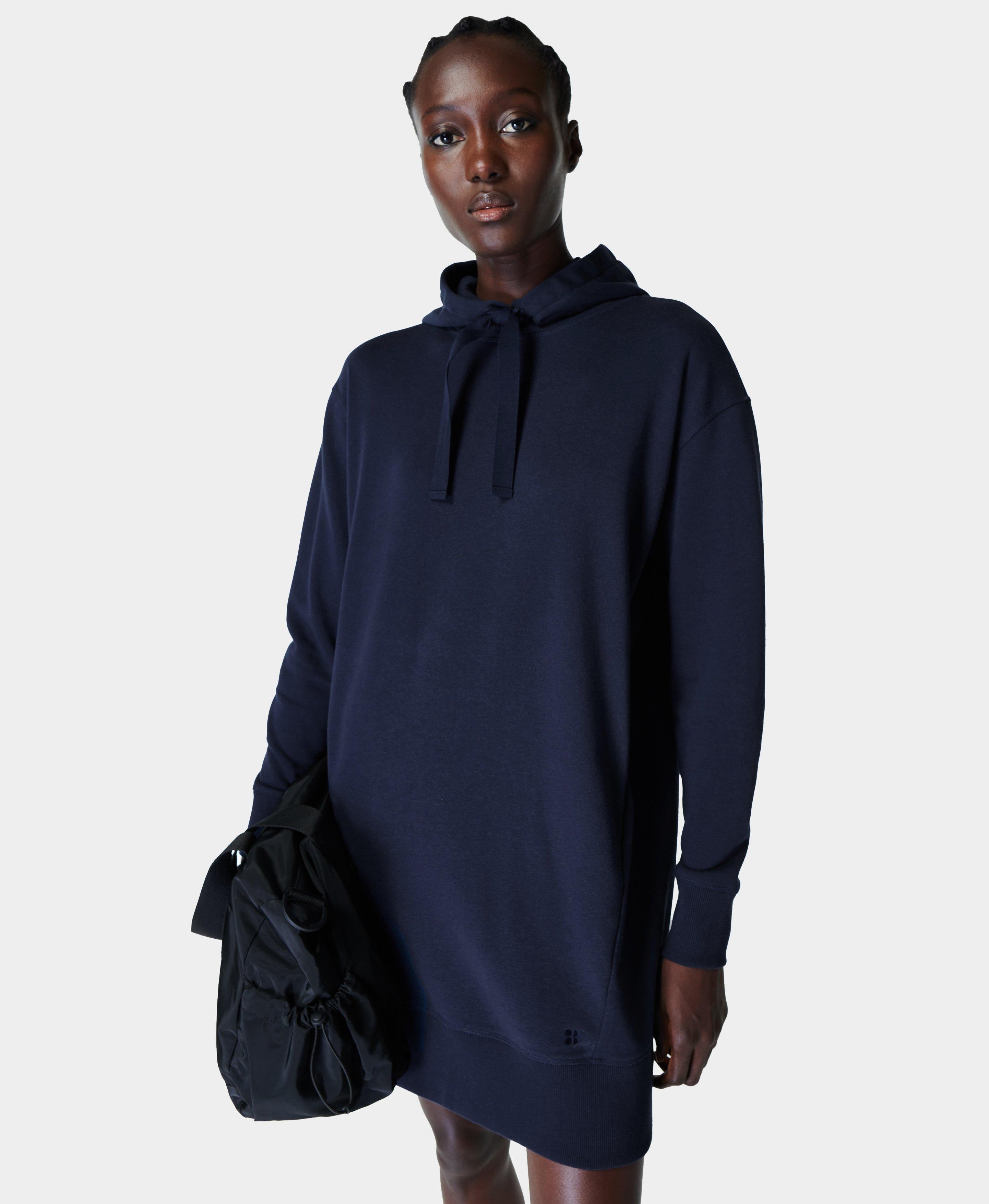 navy blue hoodie dress